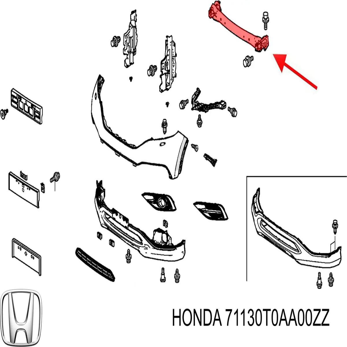 Шина бампера переднего Honda 71130T0AA00ZZ цена, от 66.38 USD