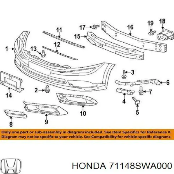  Honda 71148SWA000 цена, от 23.73 USD