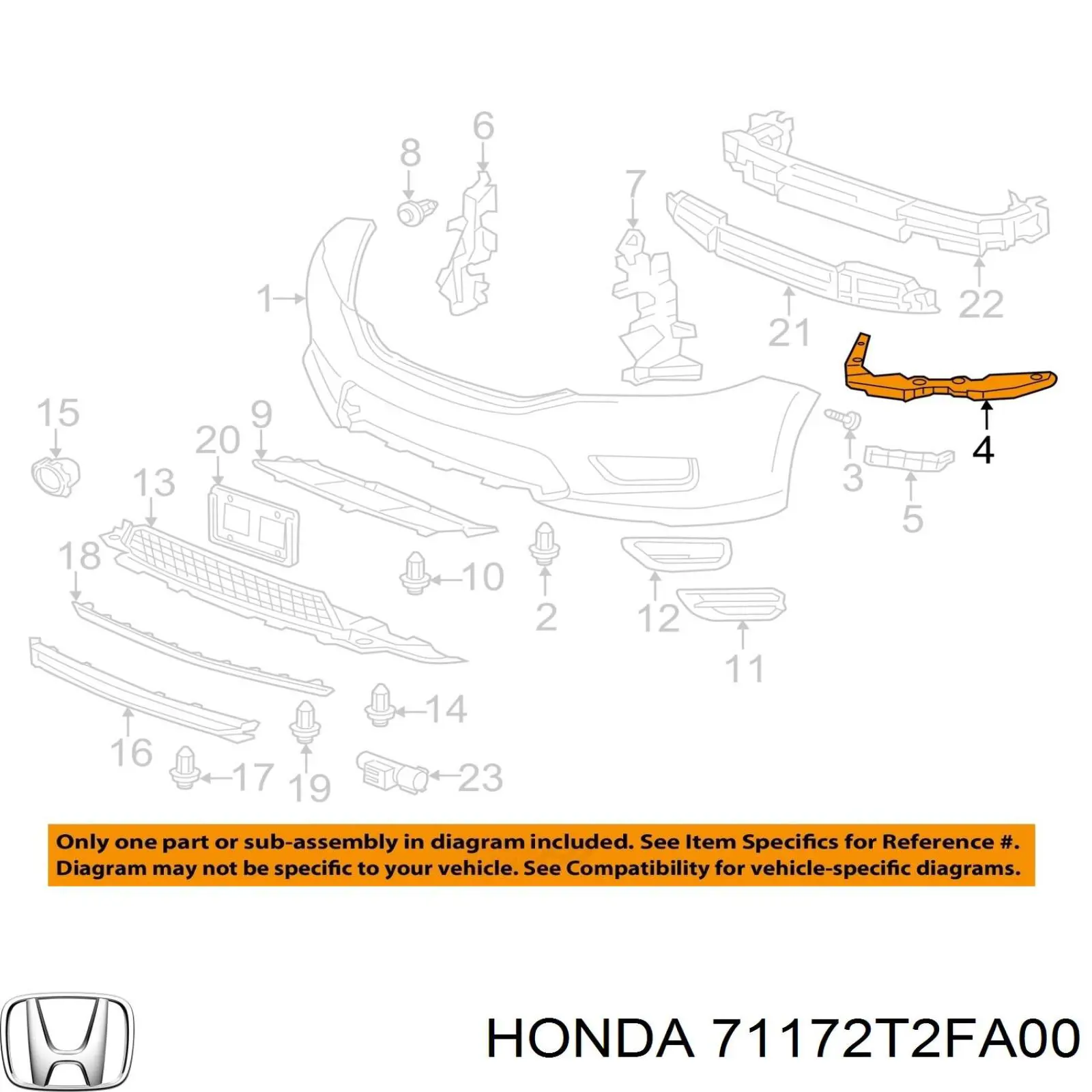 71172T2FA00 Honda Абсорбер бампера заднего