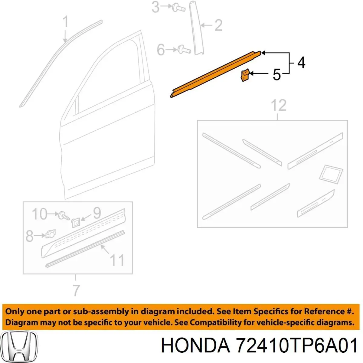  Honda 72410TP6A01 цена, от 32.48 USD