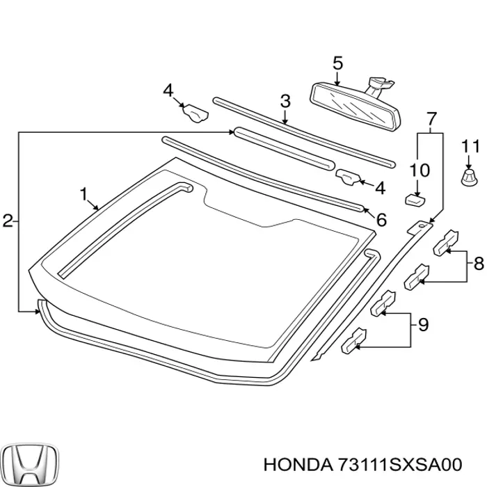 Стекло лобовое  Honda 73111SXSA00