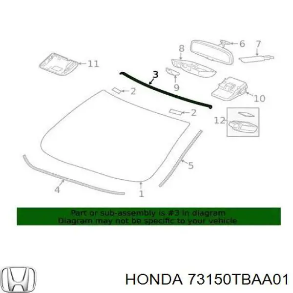 Moldura superior de pára-brisas para Honda Civic (FC)