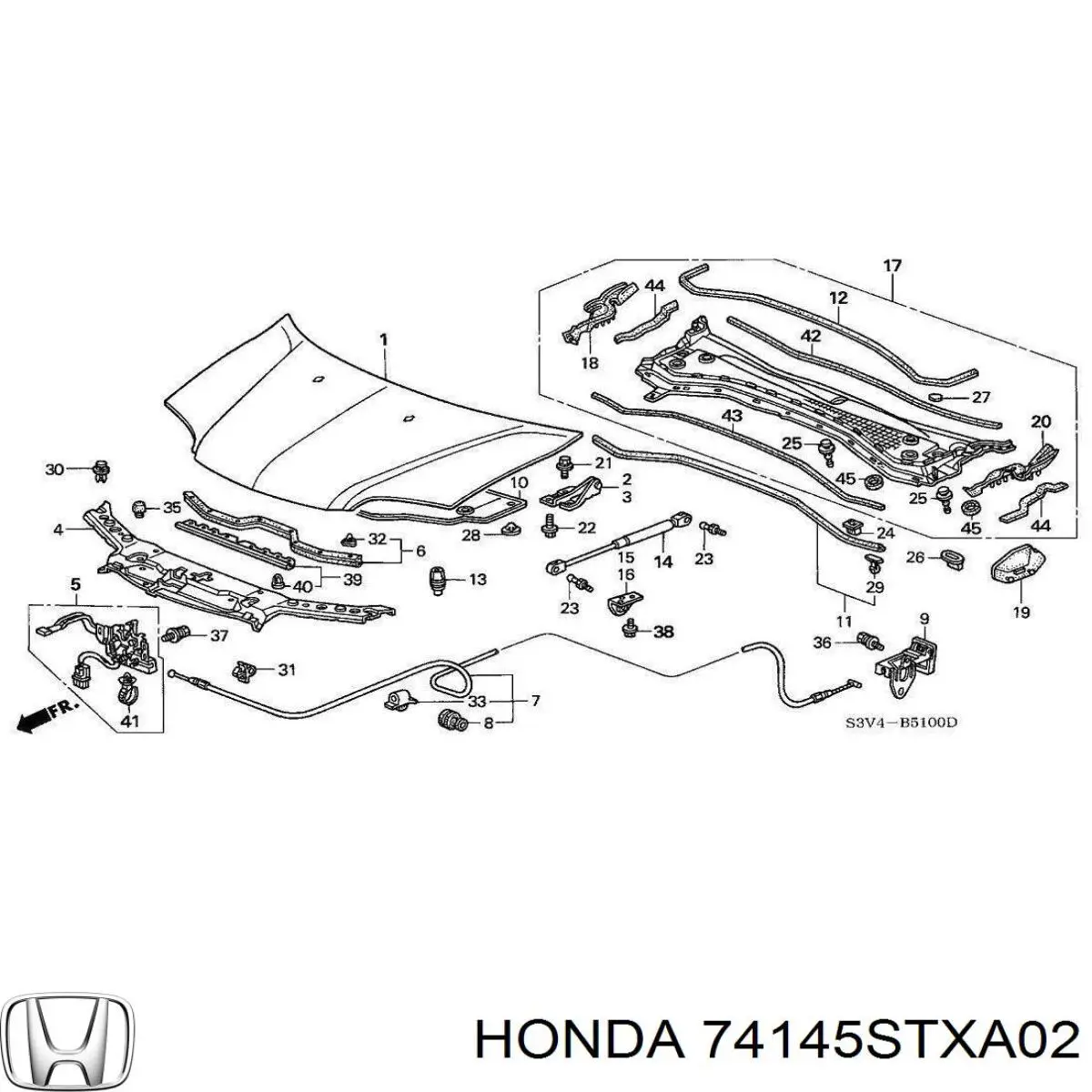 Купить 74145STXA02 Honda Амортизатор капота правый