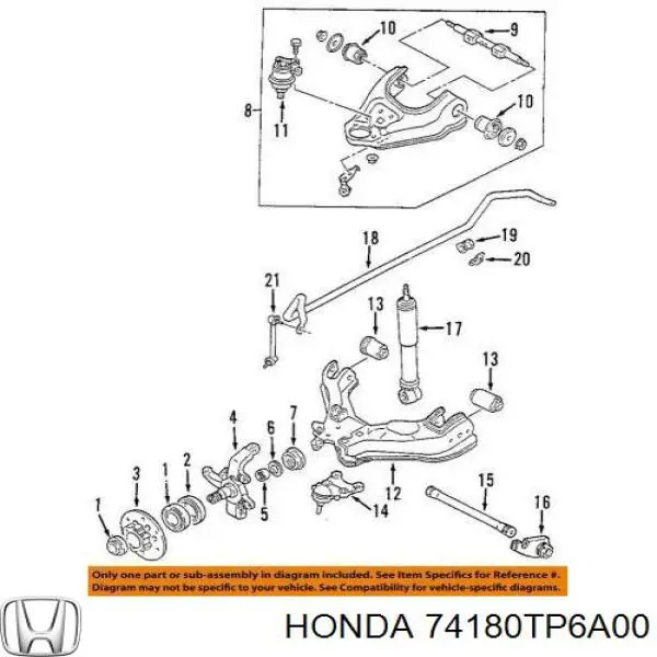 Распорка передних стоек Honda 74180TP6A00 цена, от 31.67 USD