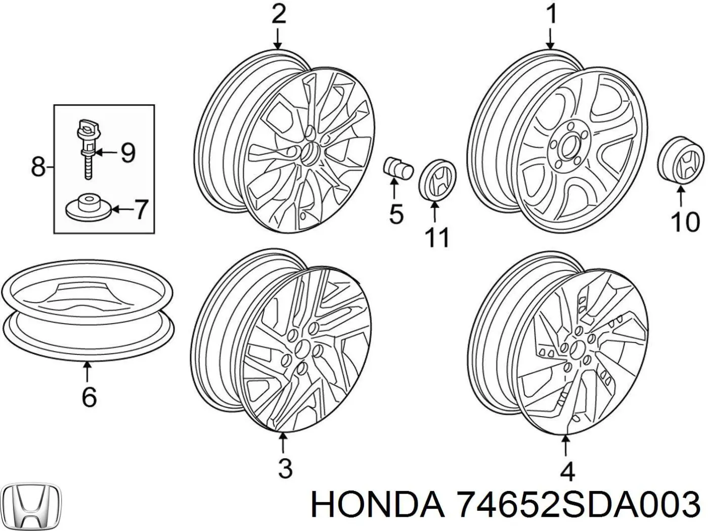 74652SDA003 Honda болт крепления запасного колеса