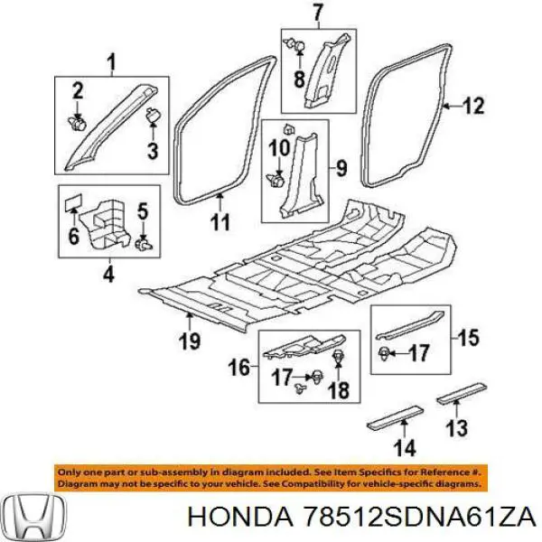  Honda 78512SDNA61ZA цена, от 5.07 USD