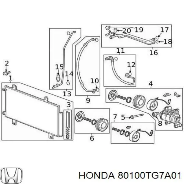 Конденсатор кондиционера Honda 80100TG7A02 цена, от 129.29 USD