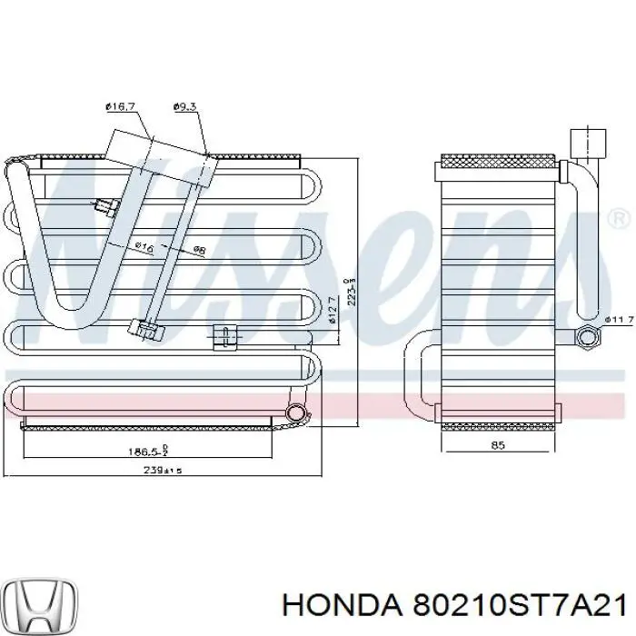 Испаритель кондиционера 80210ST7A21 Honda