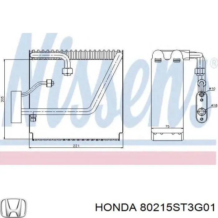 Радиатор испарителя кондиционера Honda 80215ST3G01 цена, от 17.74 USD