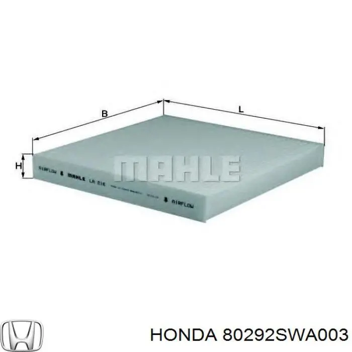 Filtro de habitáculo 80292SWA003 Honda/Acura