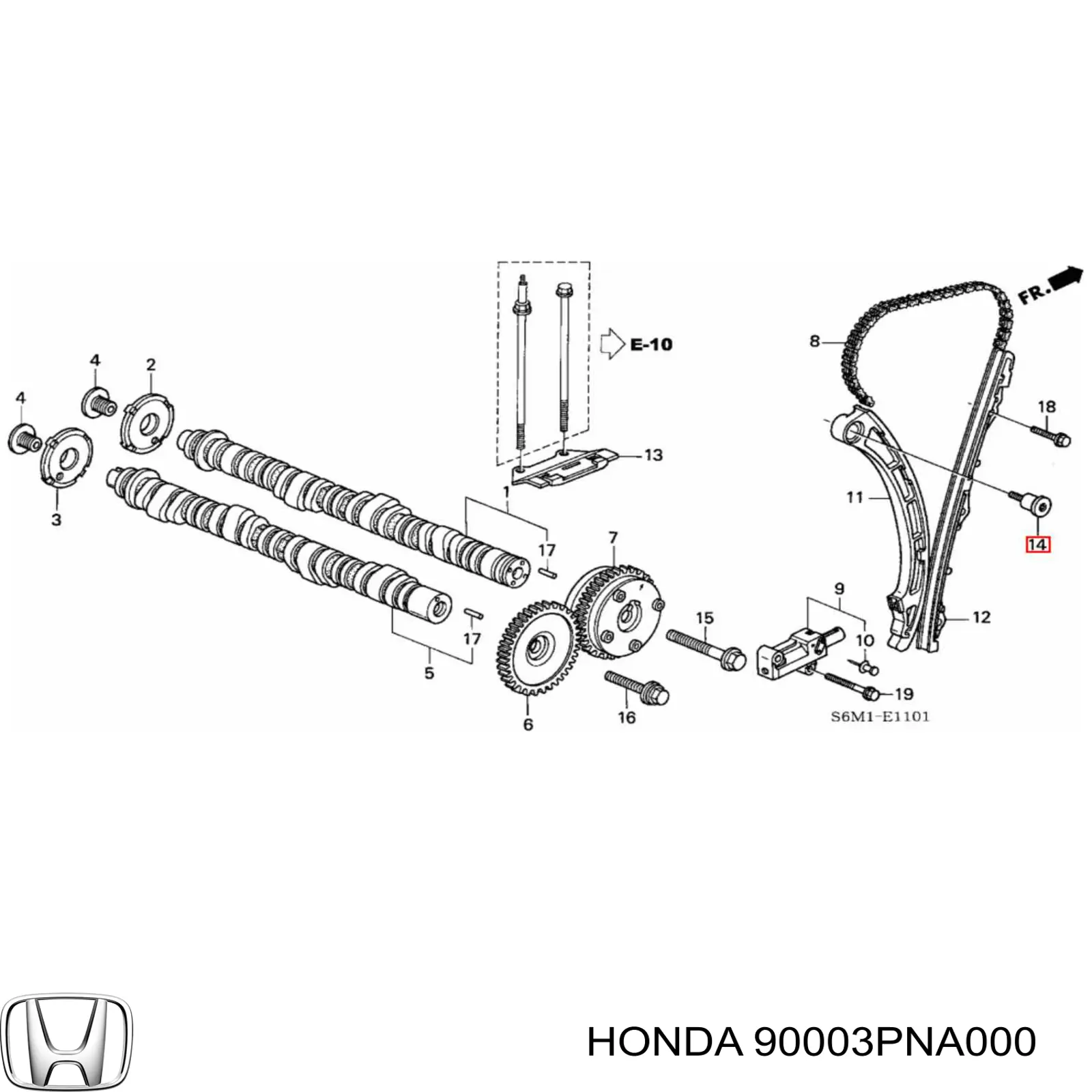 Perno del tensor de la cadena de distribución 90003PNA000 Honda