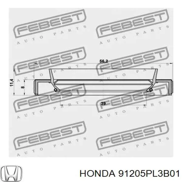Сальник полуоси переднего моста левой Honda 91205PL3B01
