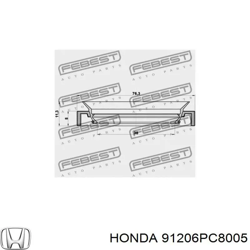 Сальник полуоси переднего моста правой Honda 91206PC8005