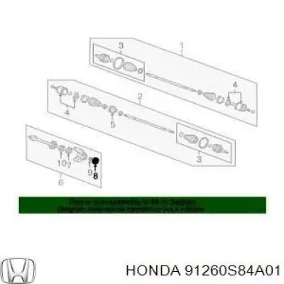  91260S84A01 Honda