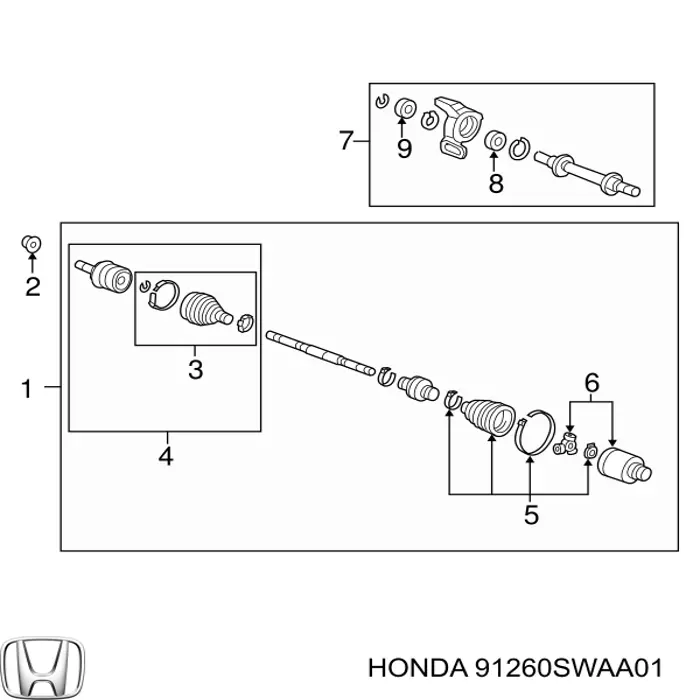 Сальник подвесного подшипника переднего промежуточного вала на Honda CR-V RE
