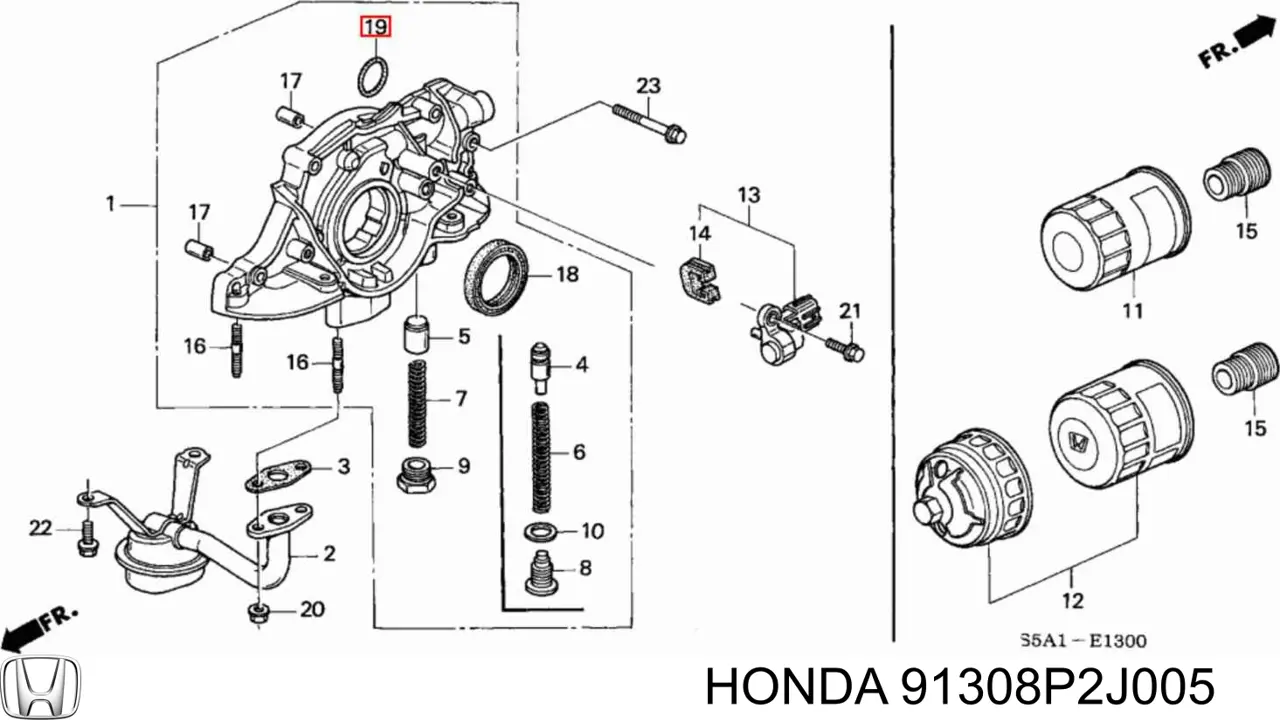 Retén, bomba de aceite de motor 91308P2J005 Honda/Acura