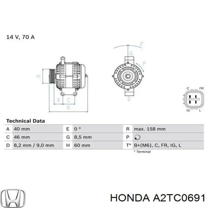 Автомобильный генератор Honda A2TC0691 цена, от 144.14 USD