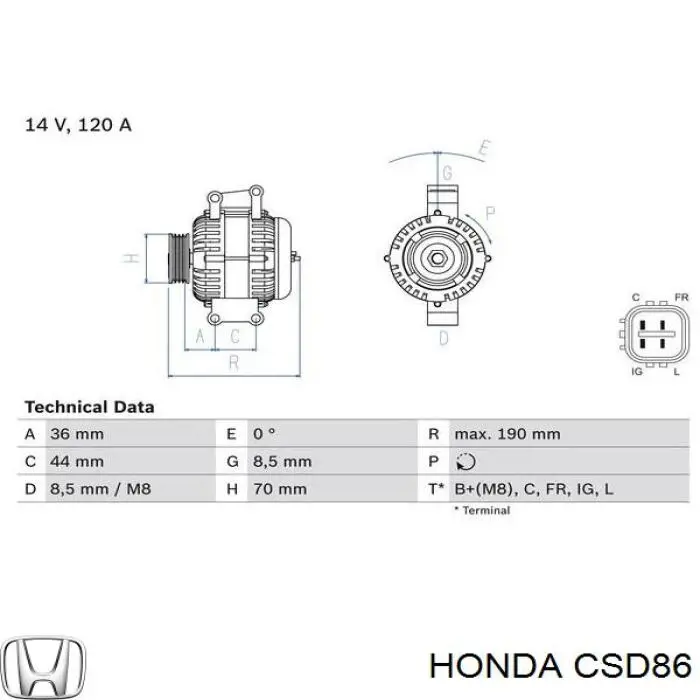 CSD86 Honda Генератор автомобильный