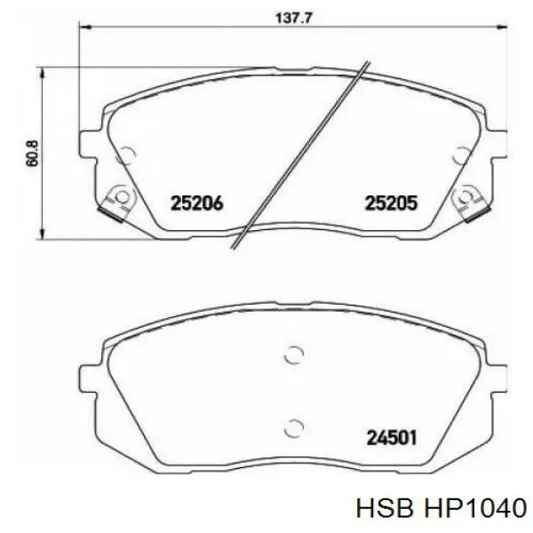 Передние тормозные колодки HP1040 HSB