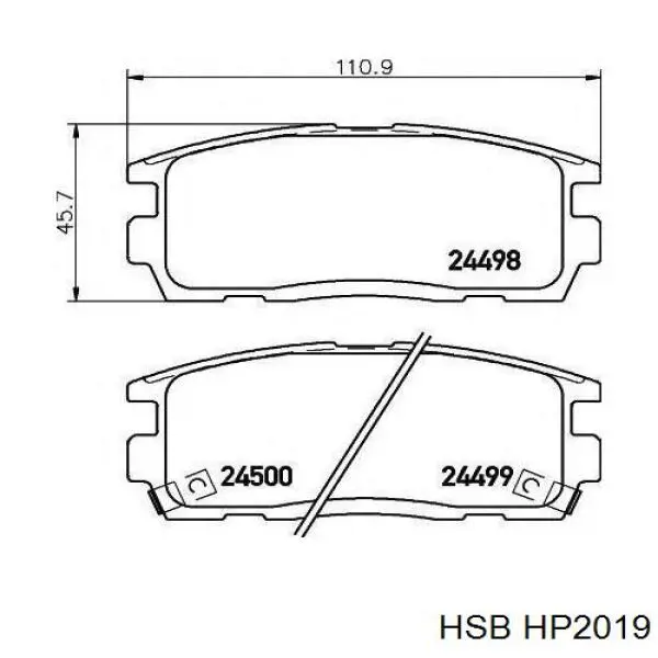 Колодки тормозные задние дисковые HSB HP2019