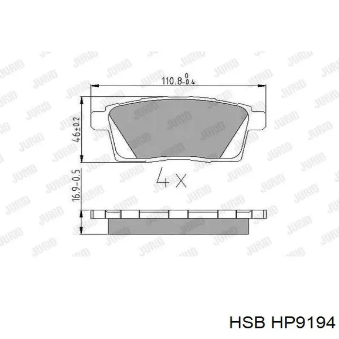 Задние тормозные колодки HP9194 HSB