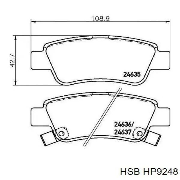 HP9248 HSB sapatas do freio traseiras de disco