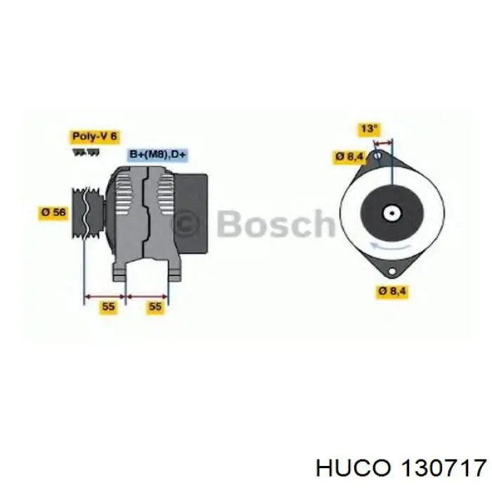 130717 Huco реле-регулятор генератора (реле зарядки)