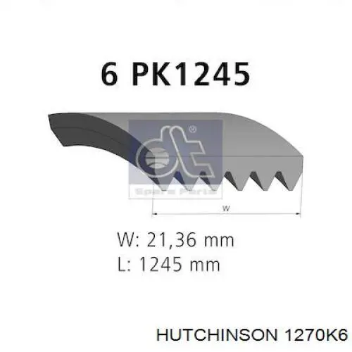 Клиновый ремень Hutchinson 1270K6 цена, от 9.55 USD