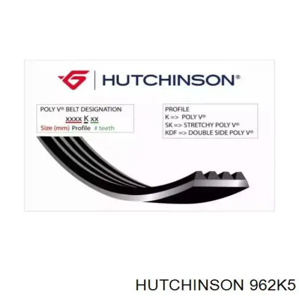 Клиновый ремень Hutchinson 962K5 цена, от 5.84 USD