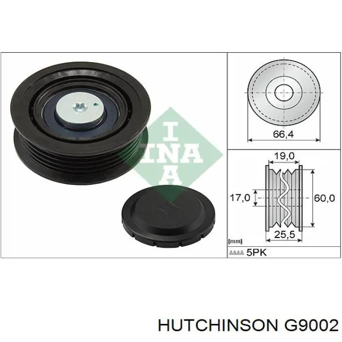 Polea inversión / guía, correa poli V G9002 Hutchinson