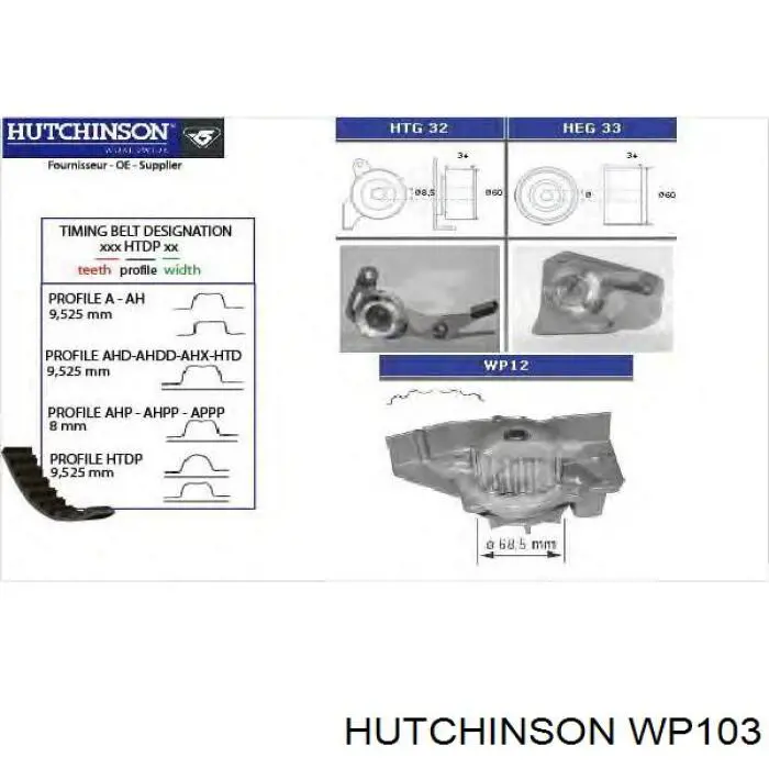 Bomba de agua WP103 Hutchinson