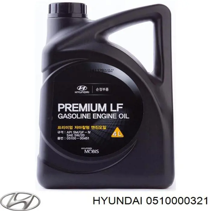 Моторное масло Hyundai/Kia Premium Gasoline 5W-20 Полусинтетическое 3л (0510000321)
