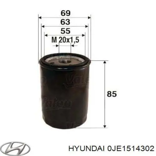 Масляный фильтр 0JE1514302 Hyundai/Kia