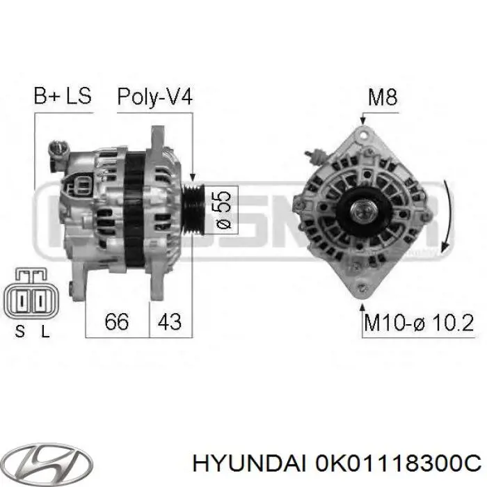Купить 0K01118300C Hyundai/Kia Генератор