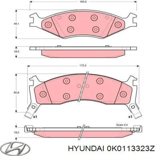 Тормозные колодки Hyundai/Kia 0K0113323Z