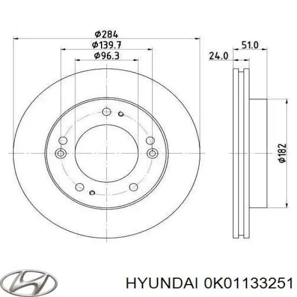 Передние тормозные диски 0K01133251 Hyundai/Kia