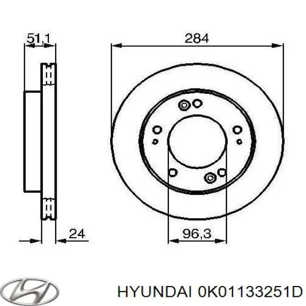 Передние тормозные диски 0K01133251D Hyundai/Kia
