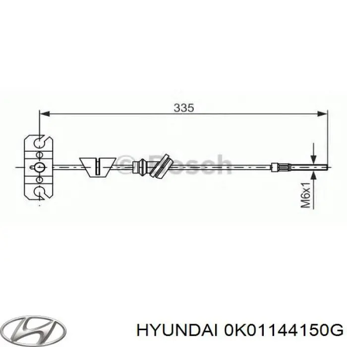 Передний трос ручника 0K01144150G Hyundai/Kia