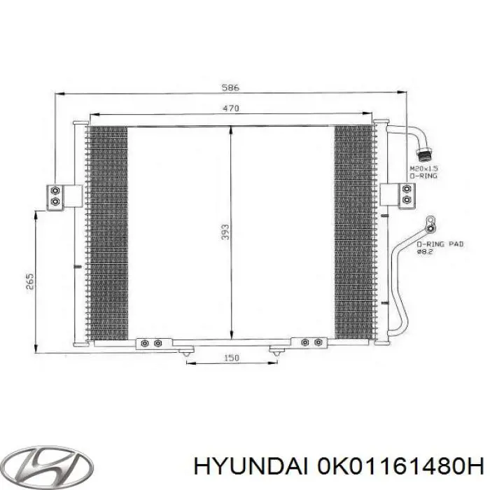 Купить 0K01161480H Hyundai/Kia Радиатор системы охлаждения кондиционера
