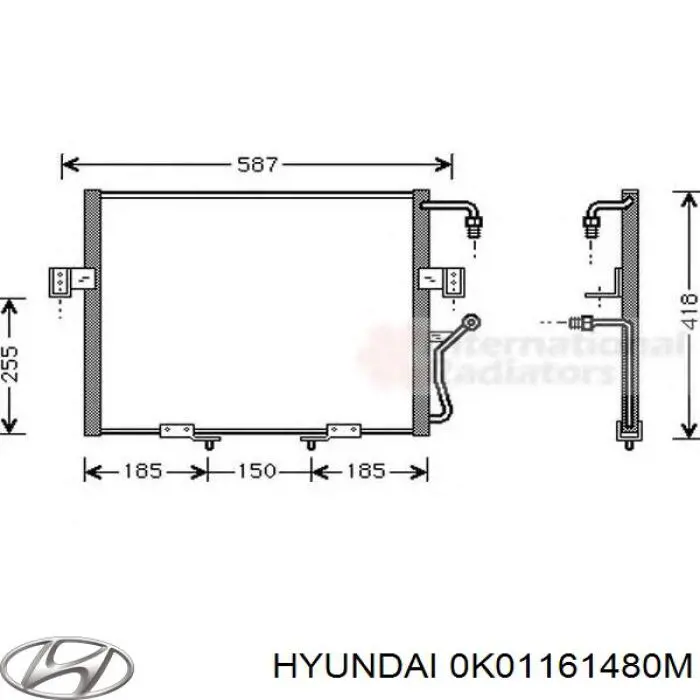 Радиатор кондиционера 0K01161480M Hyundai/Kia