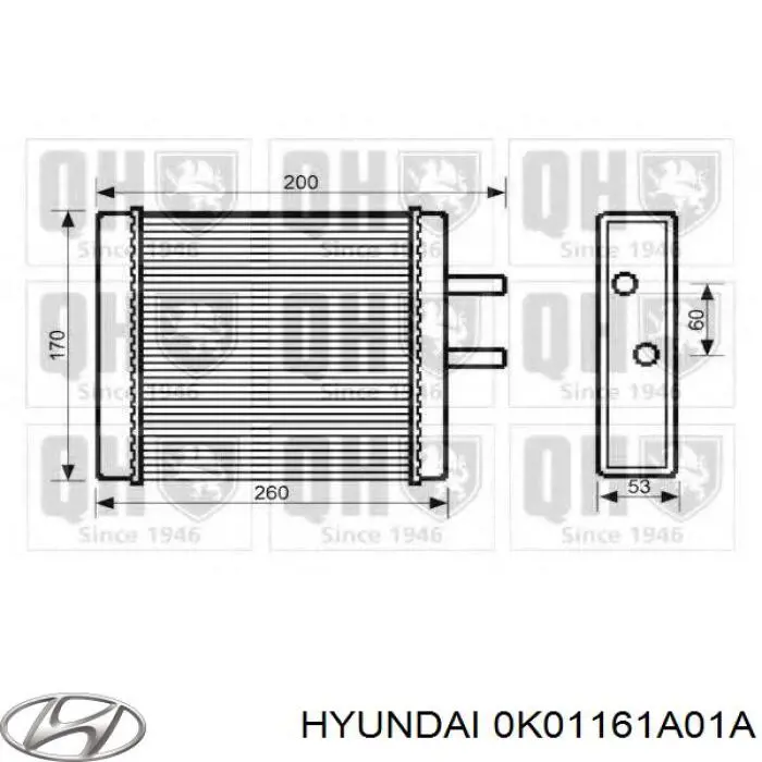 Радиатор печки 0K01161A01A Hyundai/Kia