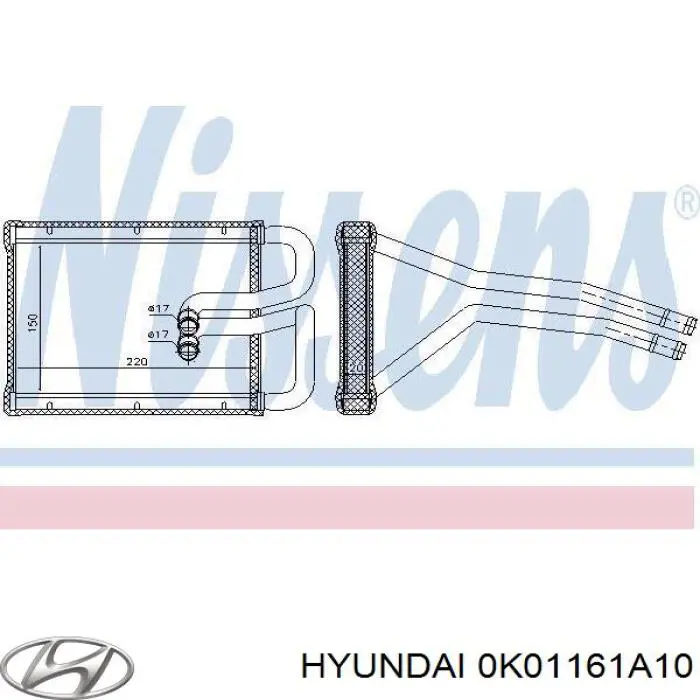 Радиатор печки (отопителя) HYUNDAI 0K01161A10