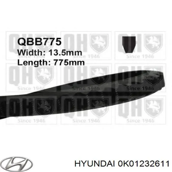 Ремень генератора 0K01232611 Hyundai/Kia