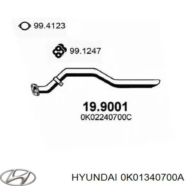 Патрубок глушителя от средней до задней части 0K01340700A Hyundai/Kia