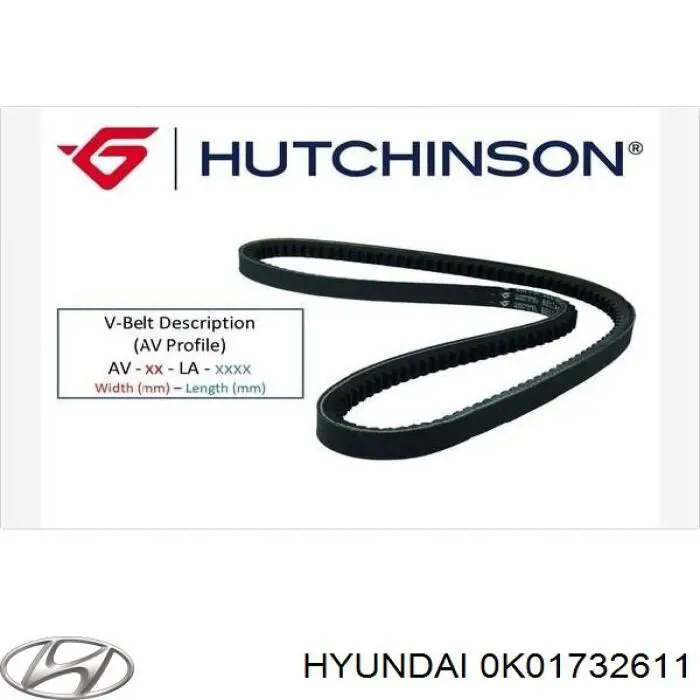 Ремень генератора 0K01732611 Hyundai/Kia