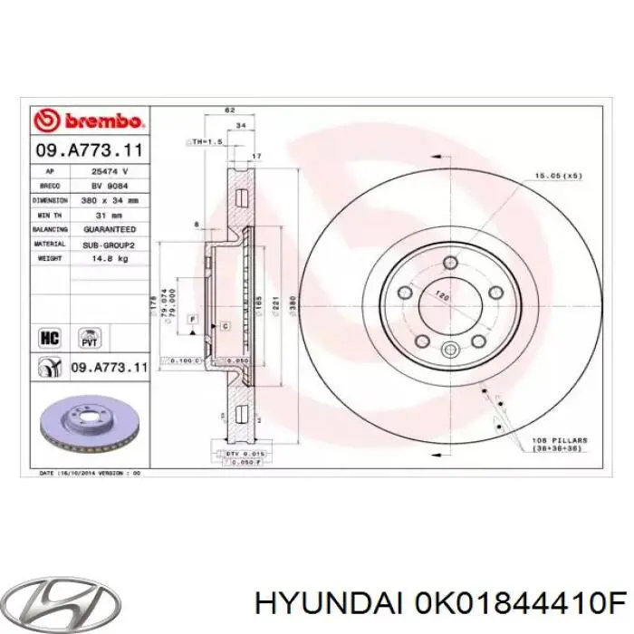 0K01844410F Hyundai/Kia Трос ручного тормоза задний, правый