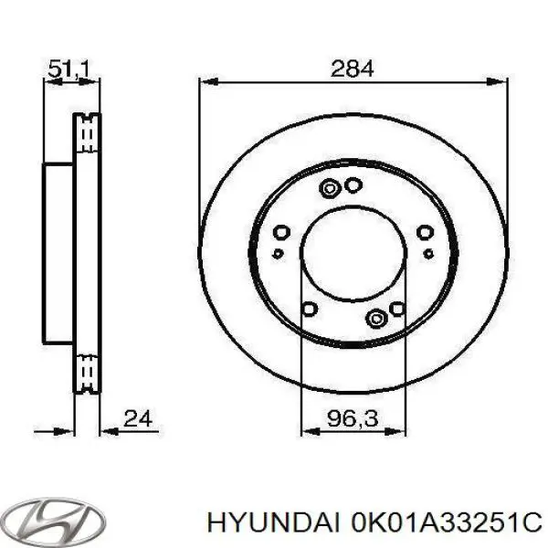 Передние тормозные диски 0K01A33251C Hyundai/Kia
