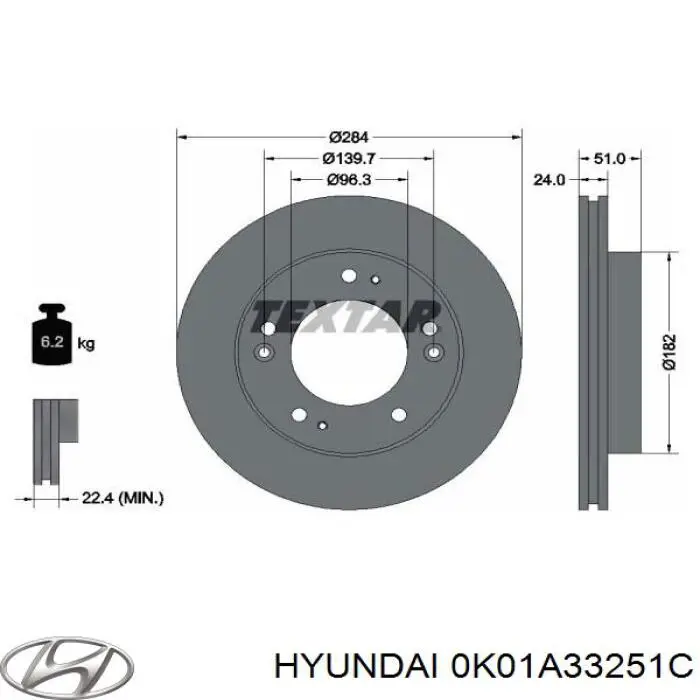 0K01A33251C Hyundai/Kia Диск тормозной передний