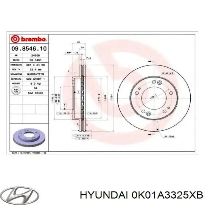 Купить 0K01A3325XB Hyundai/Kia Ротор тормозной