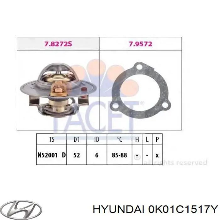 0K01C1517Y Hyundai/Kia Авто термостат